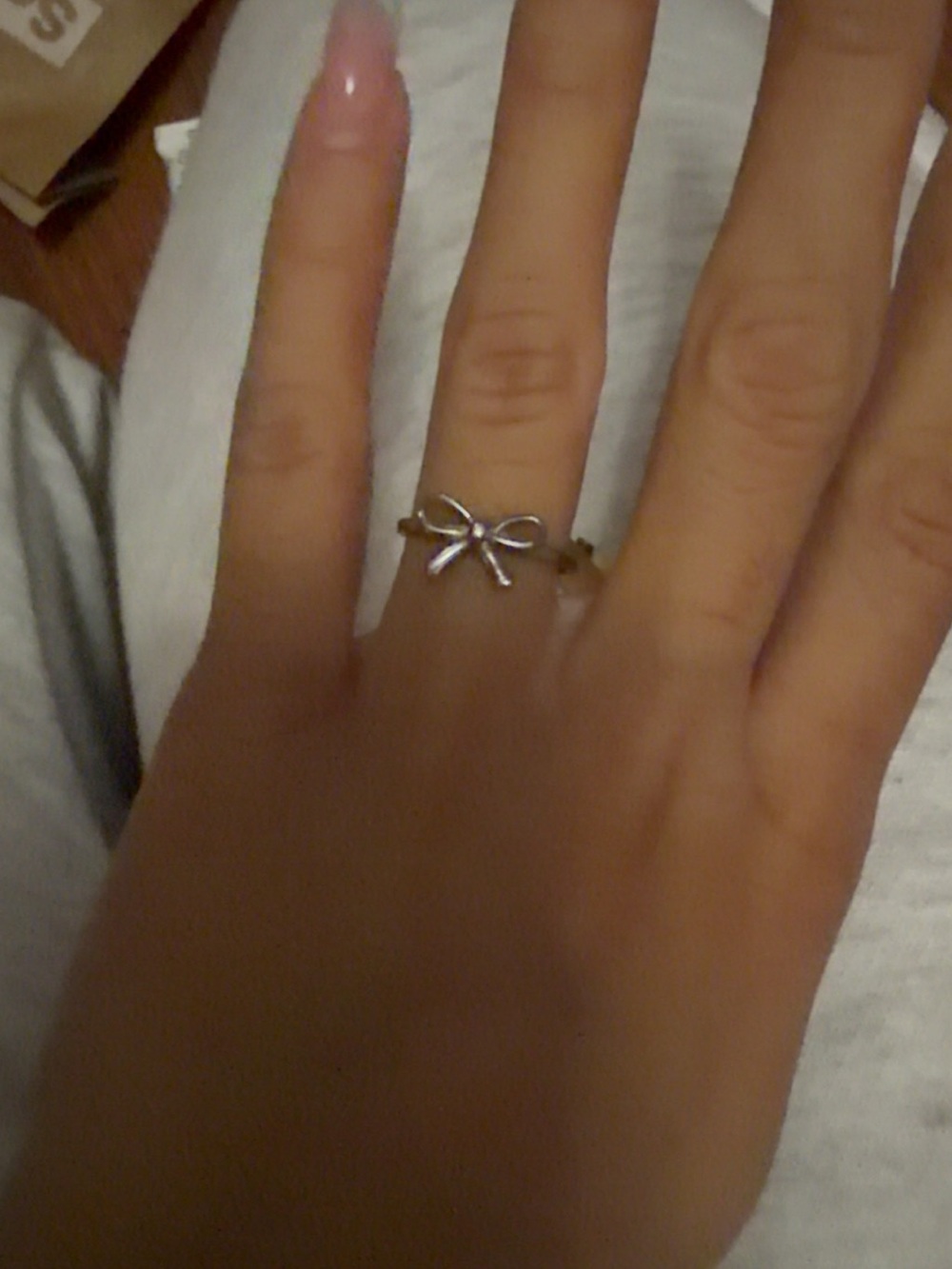 Silver Bow Accent Ring for Women